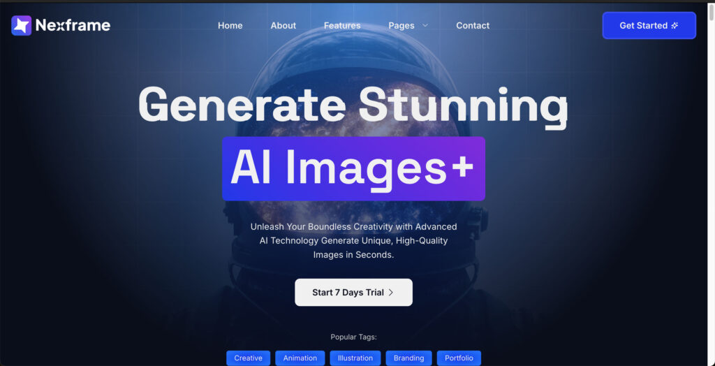 01. Nexframe: Premium AI Image Generator Elementor Template Kit for Modern Websites